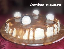 Детский торт на день рождения, кокосовый торт под шоколадной глазурью